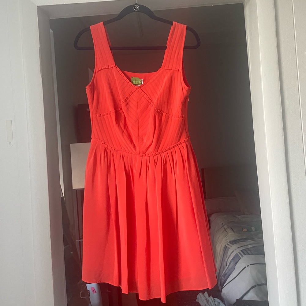 Coral pleated Reiss shirt dress (size 8)